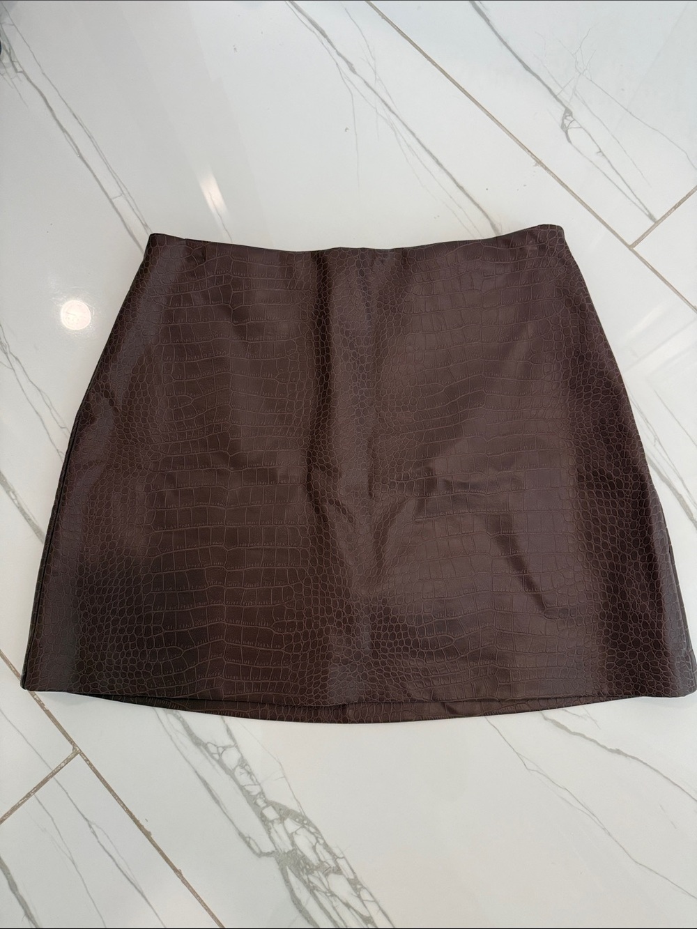 Abercrombie & Fitch Dark Brown Faux Croc Mini Skirt